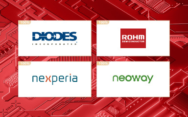 与DIODES、ROHM、Nexperia、NEOWAY等一线原厂达成战略合作，保证每一颗芯片均来自原厂，确保原装正品。